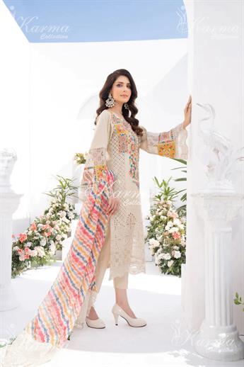 Pakistani Designer Karma 3 piece stitched women suit