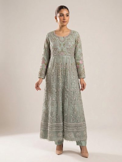 3pc maxi with embroided dupatta
