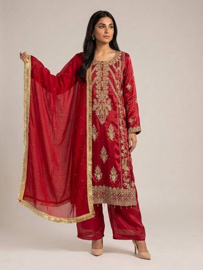 3pc premium embroidery dress with dupatta and plazo