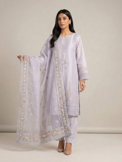 3pc maxi with embroided dupatta