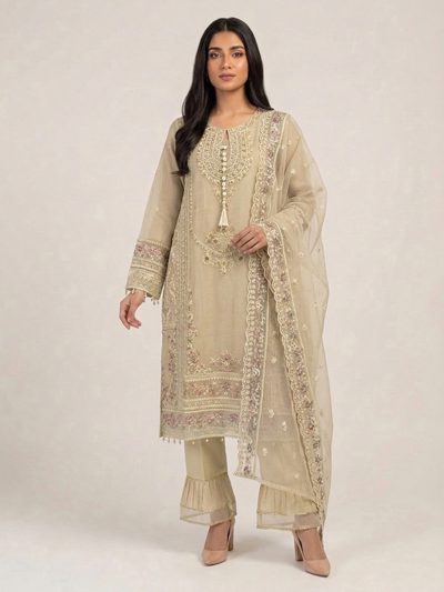3pc maxi with embroided dupatta