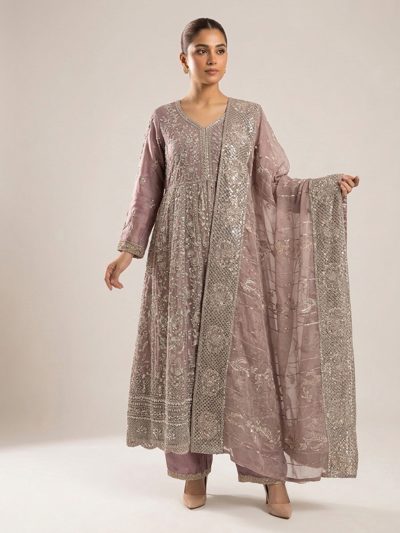 3pc maxi with embroided dupatta