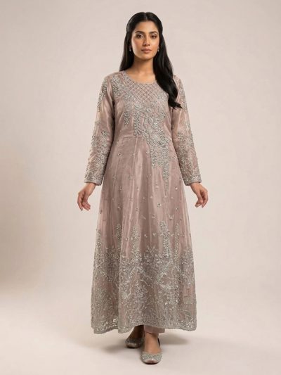 3pc maxi with embroided dupatta