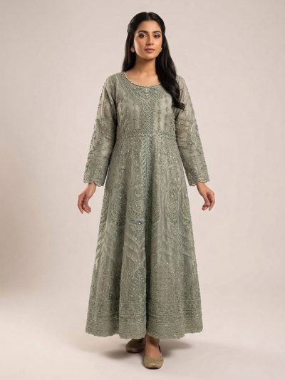 3pc maxi with embroided dupatta