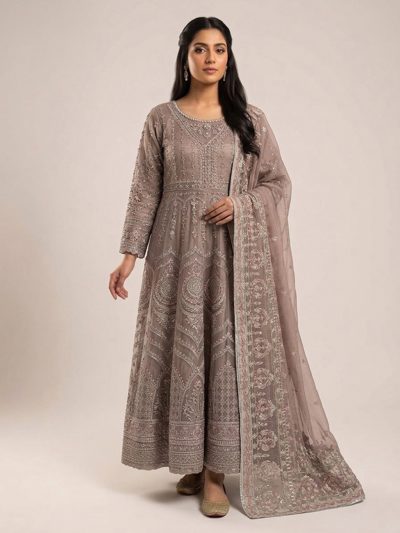3pc maxi with embroided dupatta