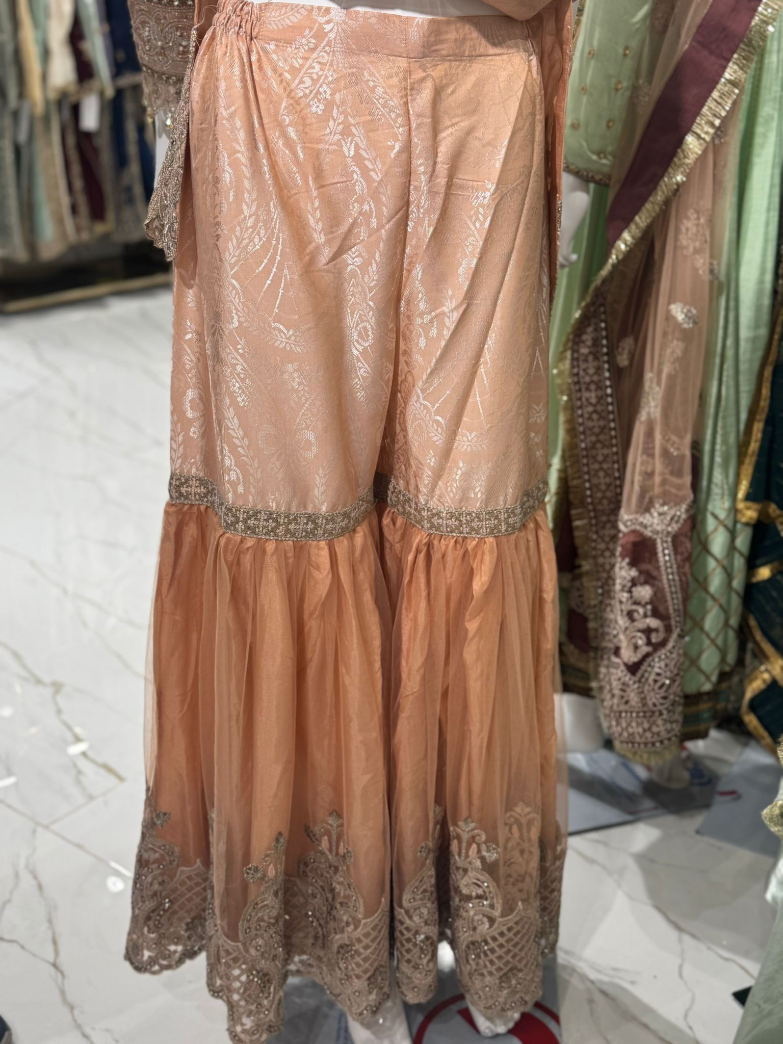 3pc maxi with embroided dupatta
