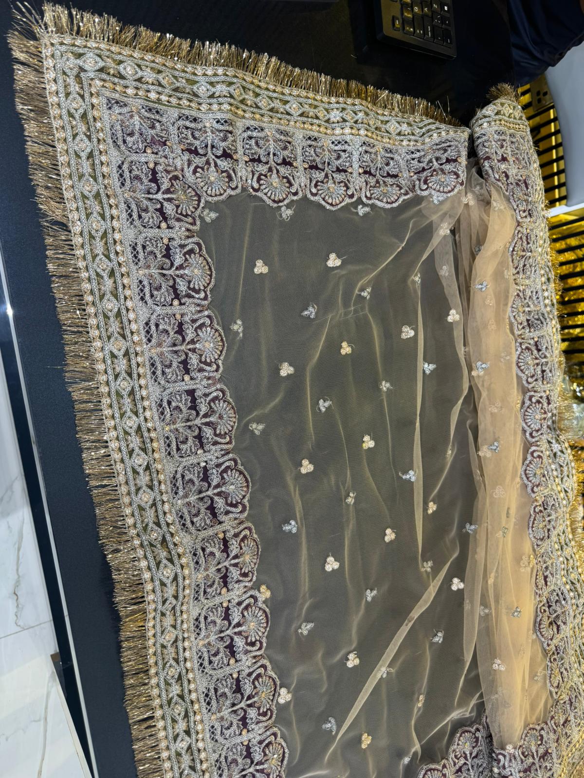 3pc dress with embroided dupatta and trouser