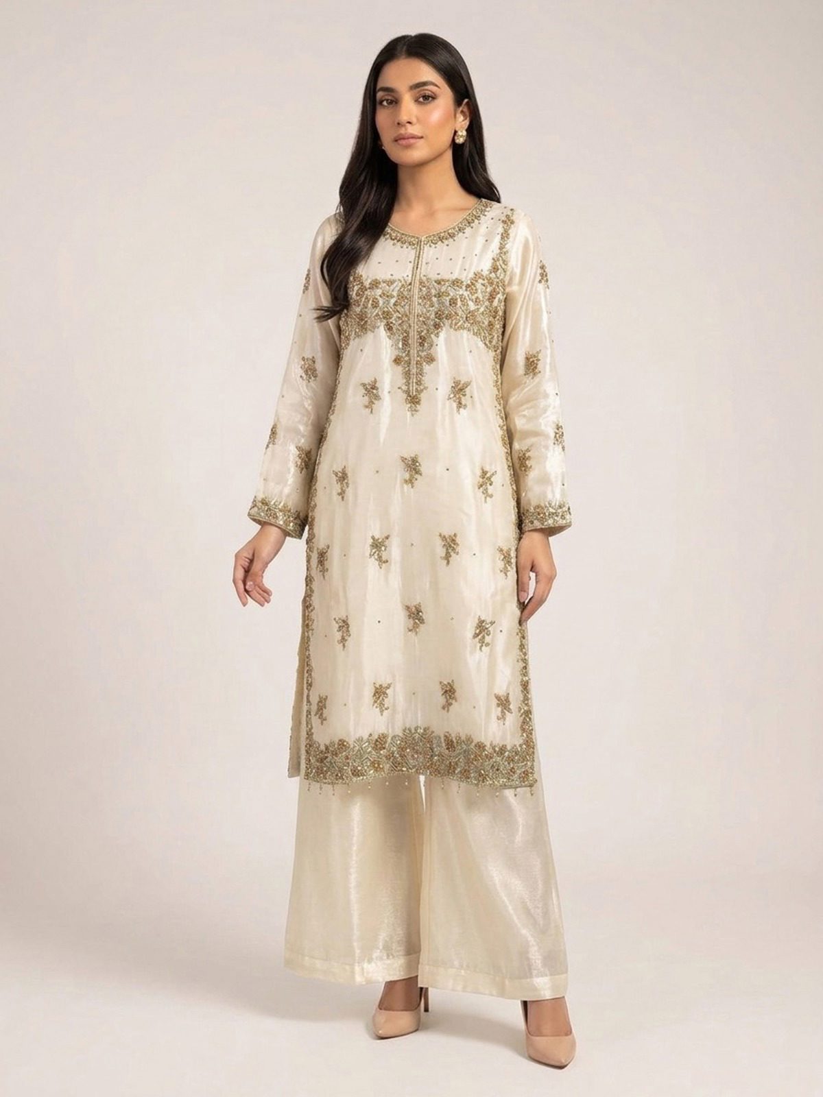3pc dress with embroided dupatta and plazo