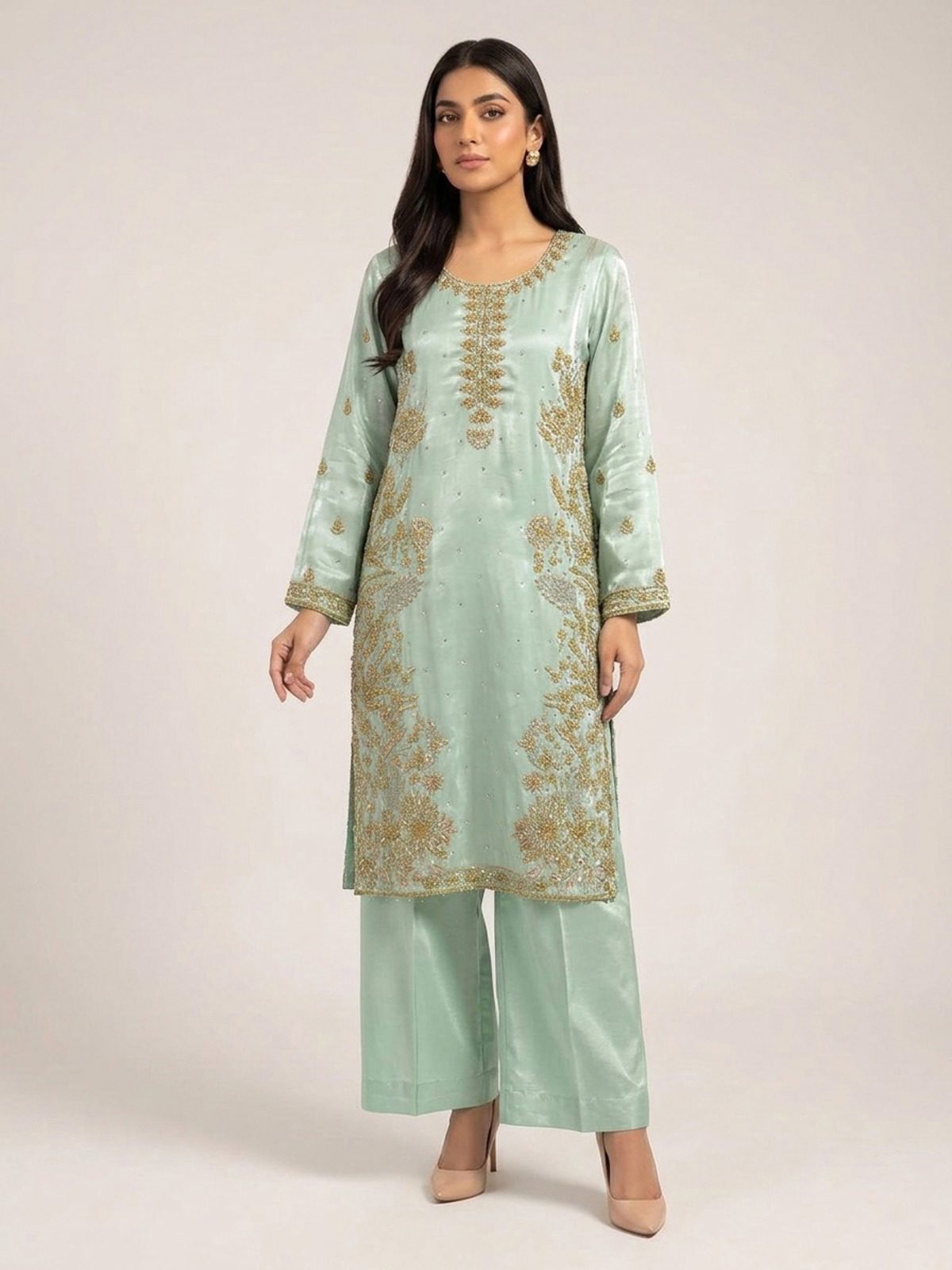 3pc dress with embroided dupatta and plazo