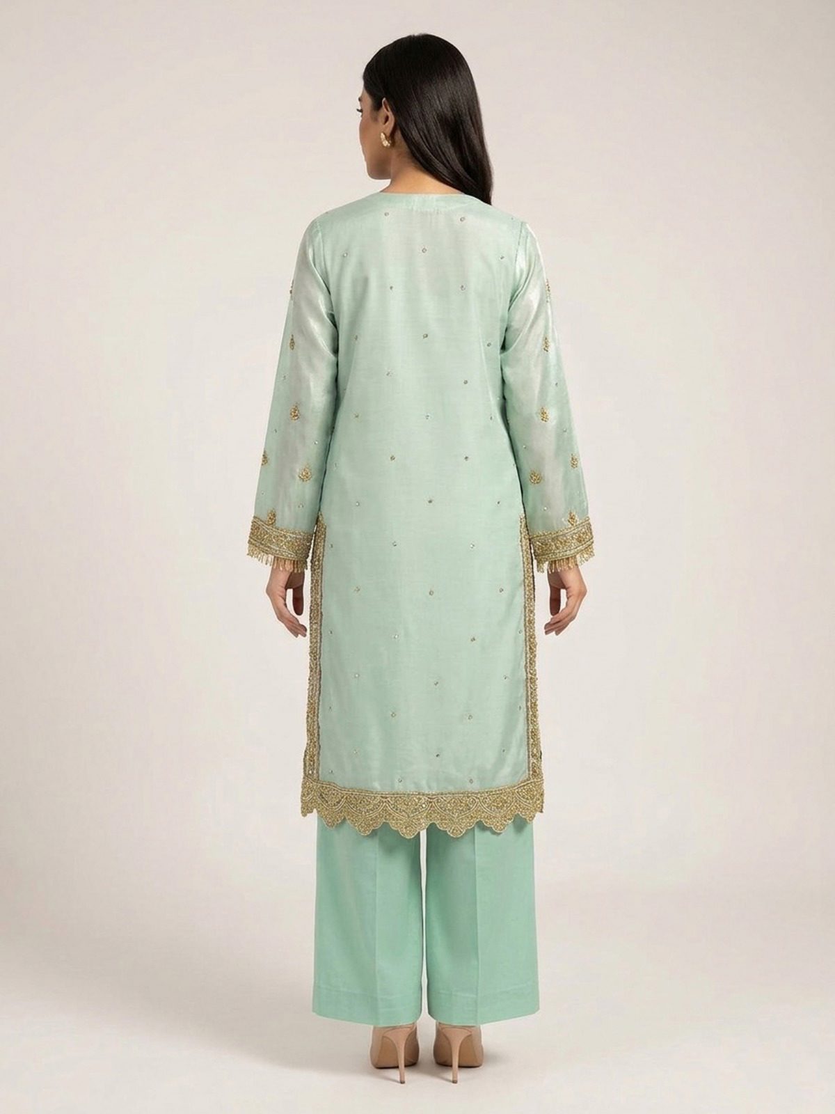 3pc dress with embroided dupatta and plazo