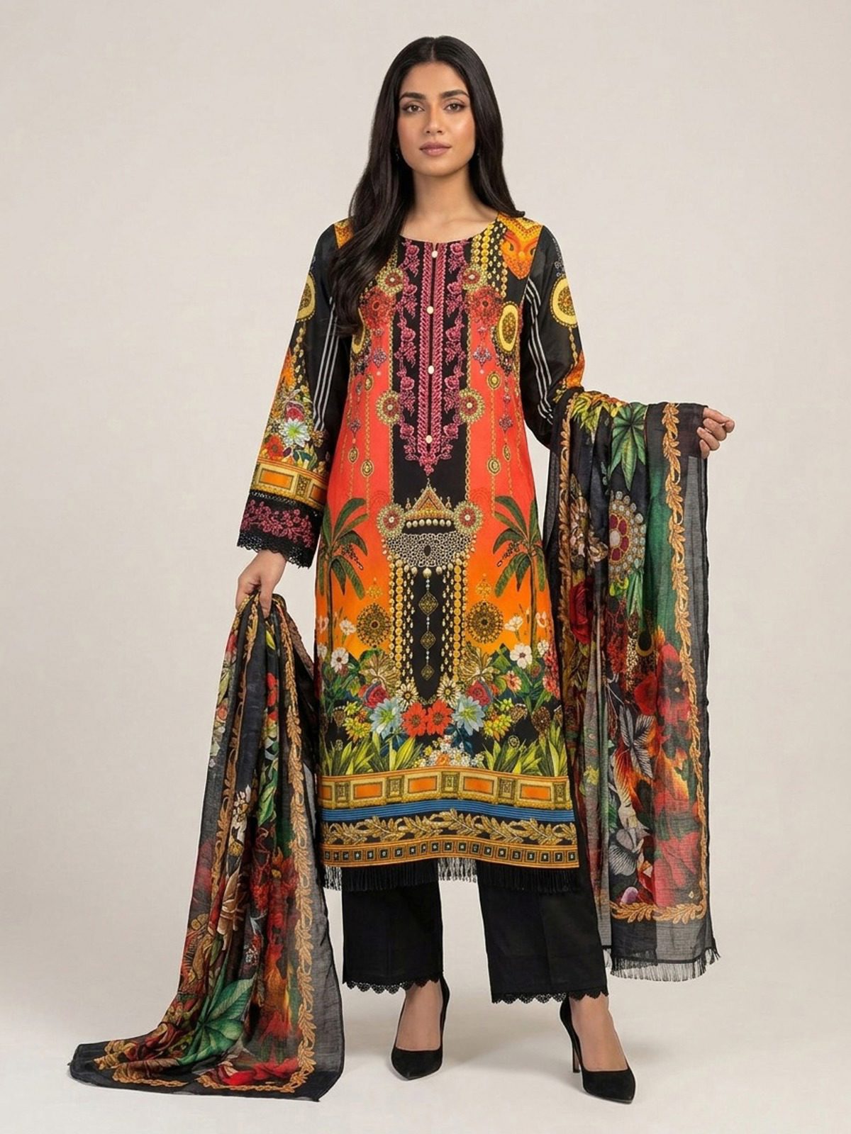 3pc dress with dupatta and trouser