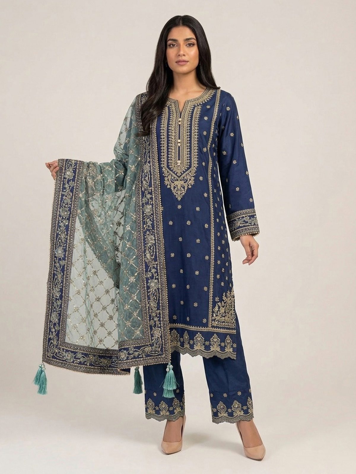 3pc premium embroidery dress with dupatta and plazo