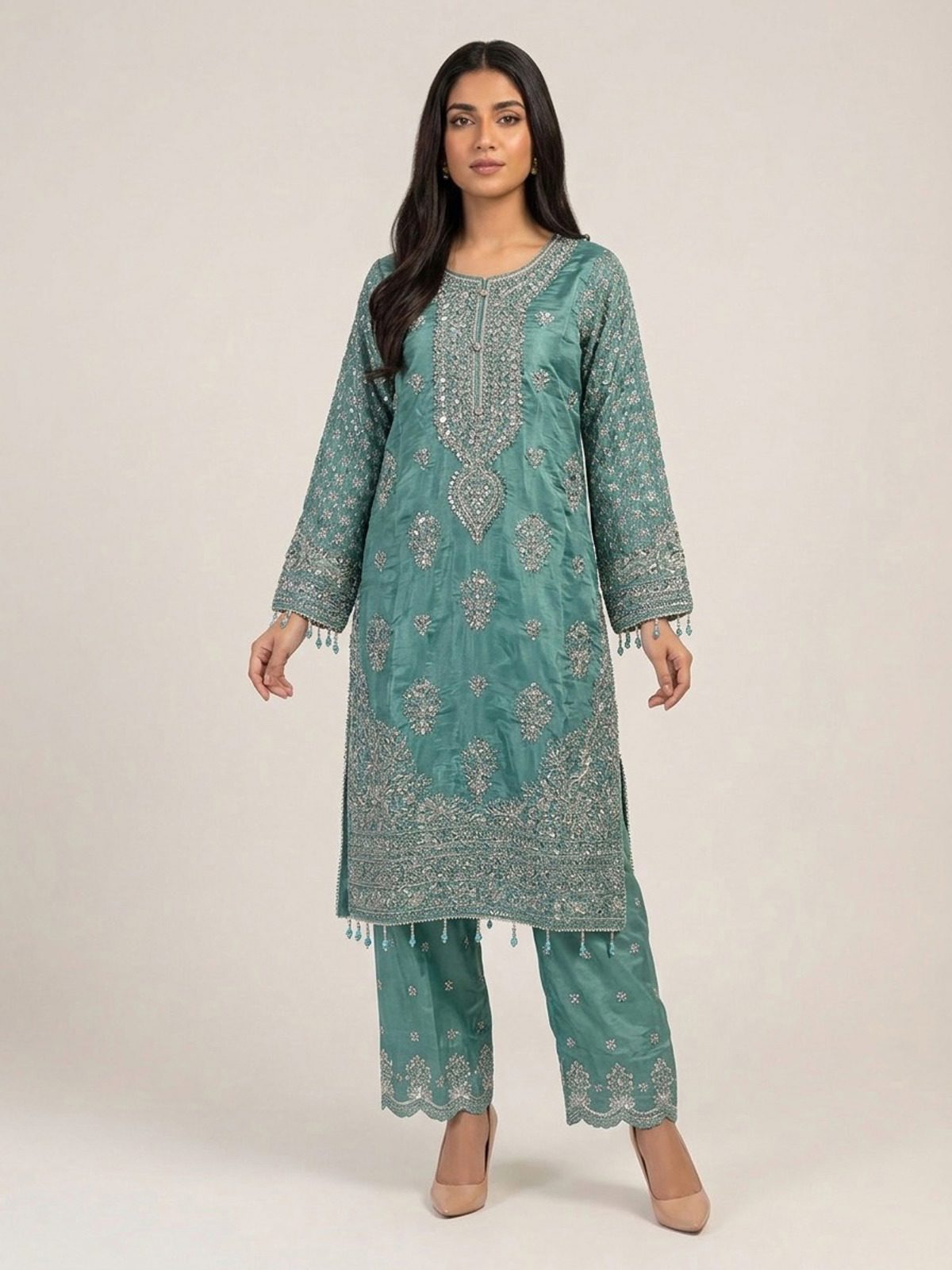 3pc premium embroidery dress with dupatta and plazo