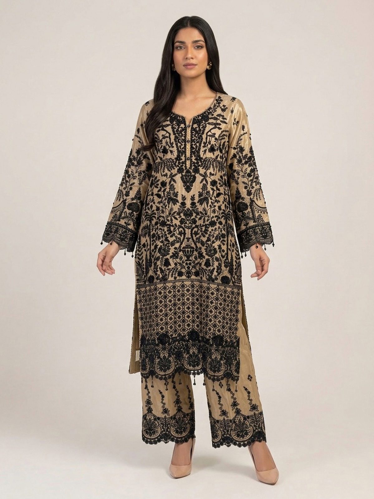 3pc premium embroidery dress with dupatta and plazo