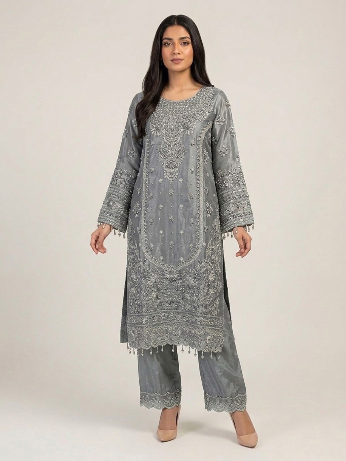 3pc premium embroidery dress with dupatta and plazo