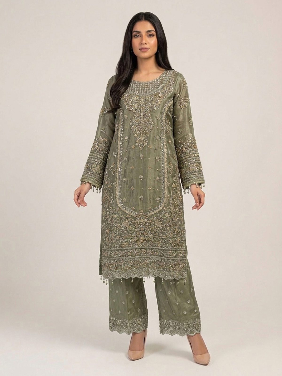 3pc premium embroidery dress with dupatta and plazo