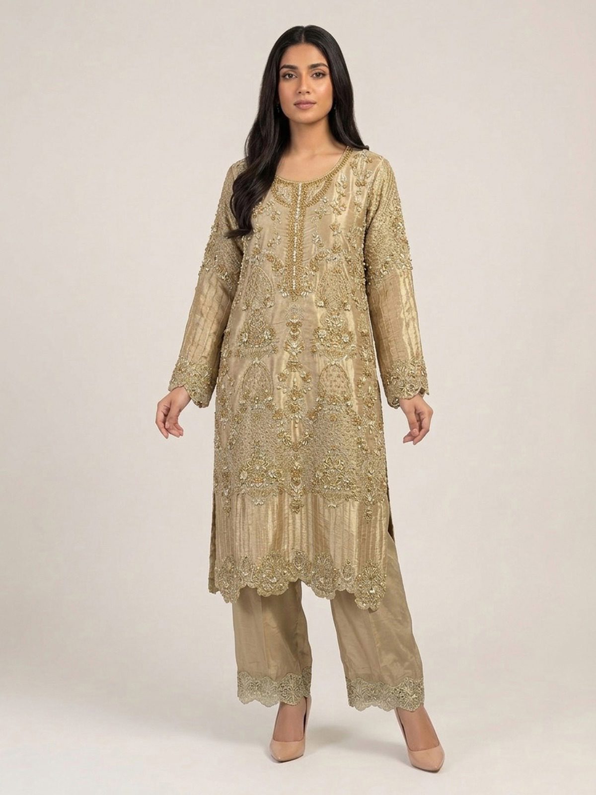 3pc premium embroidery dress with embroided dupatta and plazo