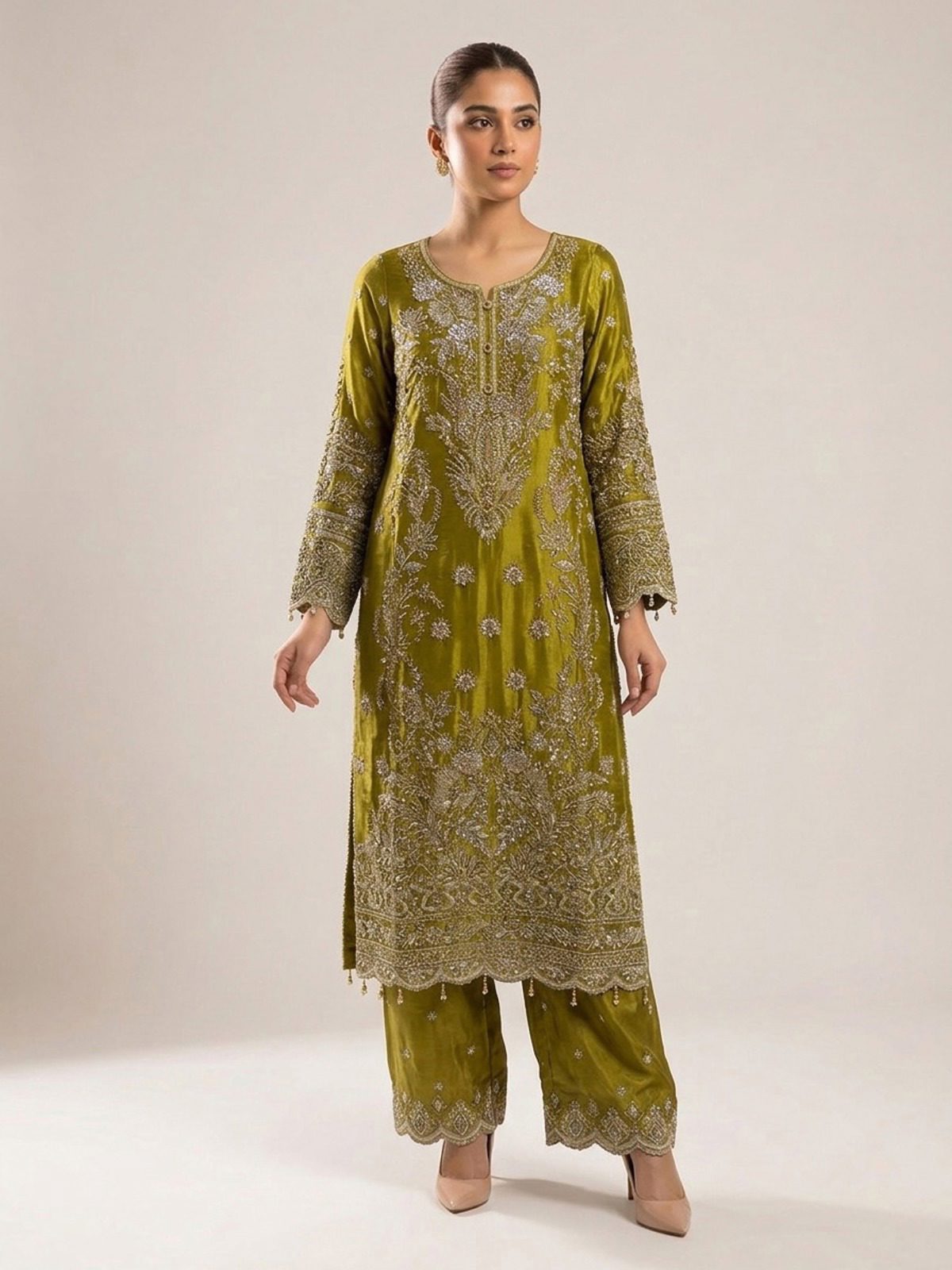3pc premium embroidery dress with embroided dupatta and plazo