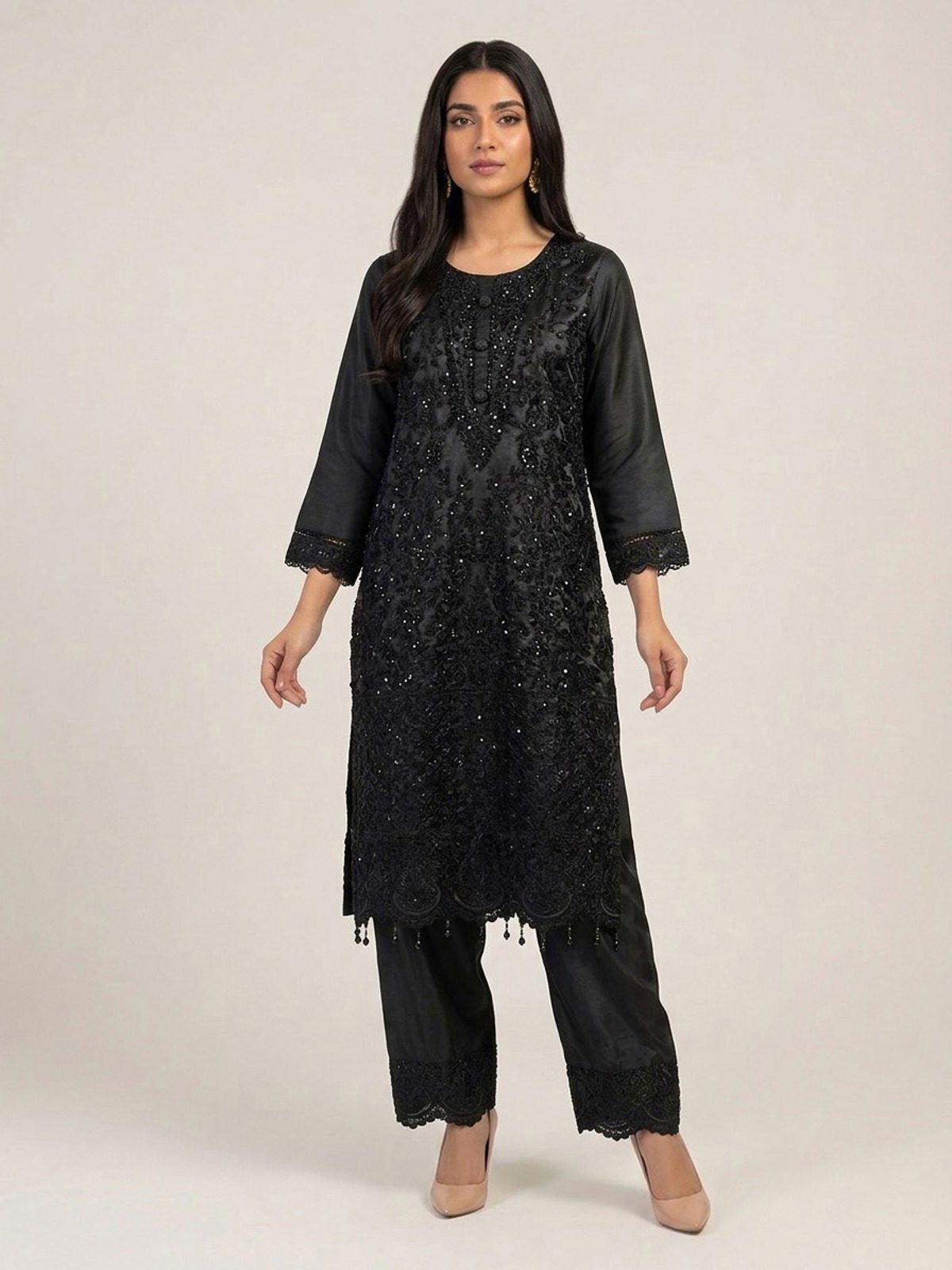 3pc premium embroidery dress with embroided dupatta and plazo