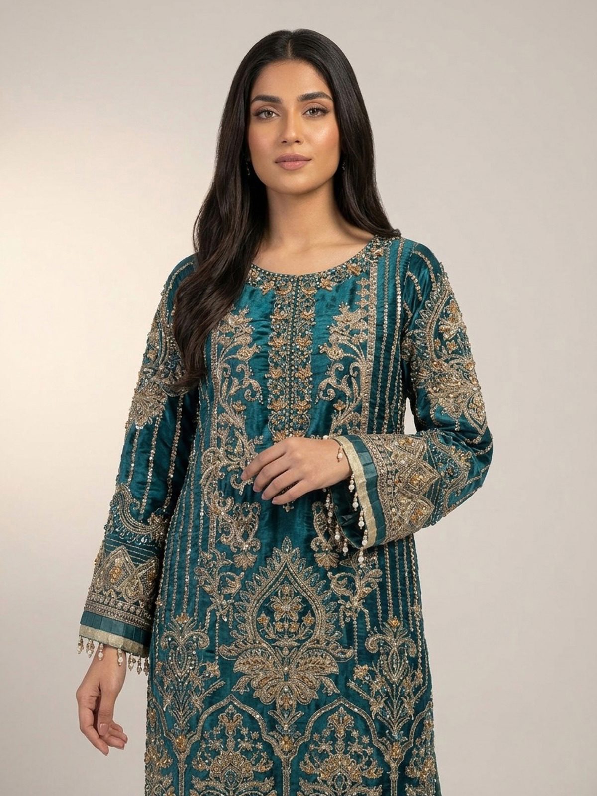 3pc premium embroidery dress with embroided dupatta and plazo