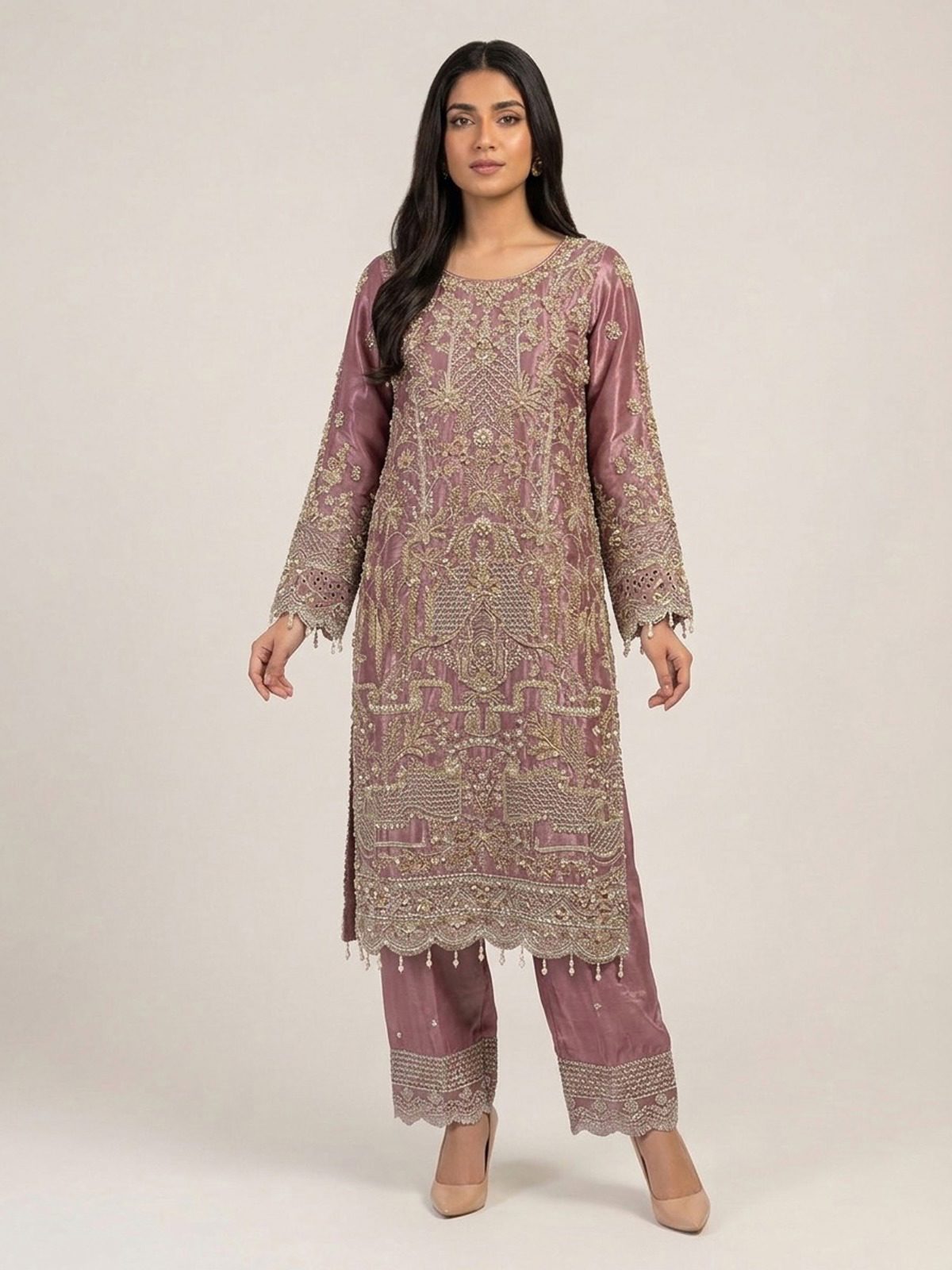 3pc premium embroidery dress with embroided dupatta and plazo