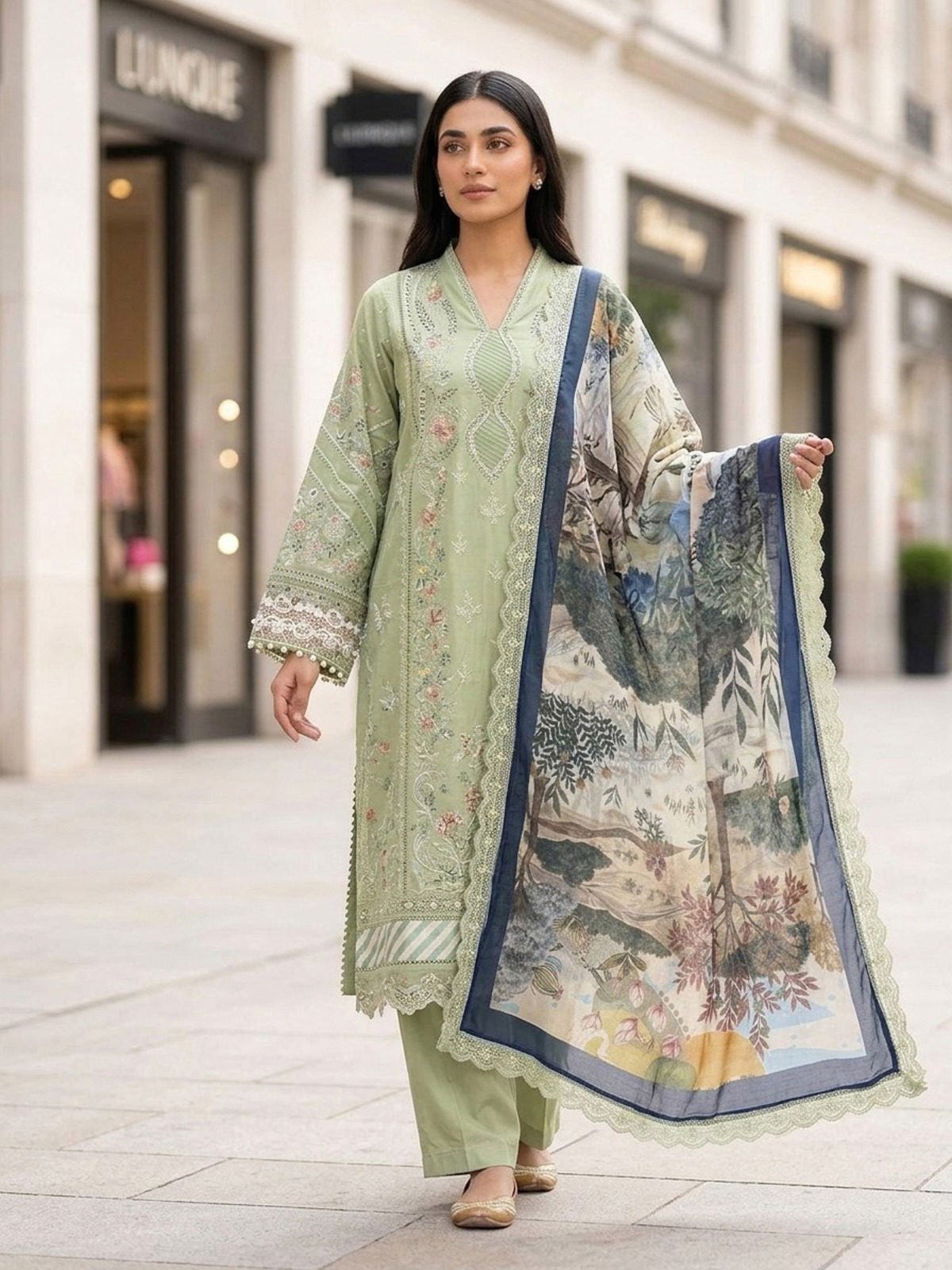 3pc dress with dupatta and trouser