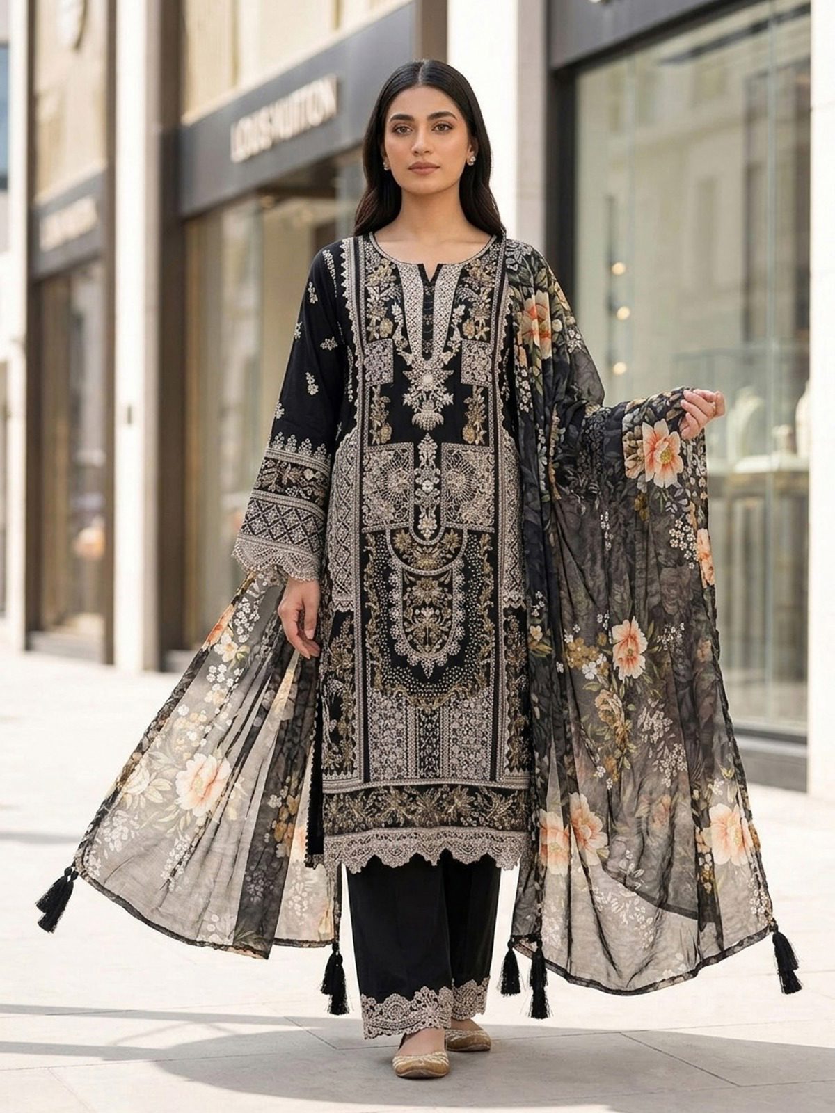 3pc dress with dupatta and trouser
