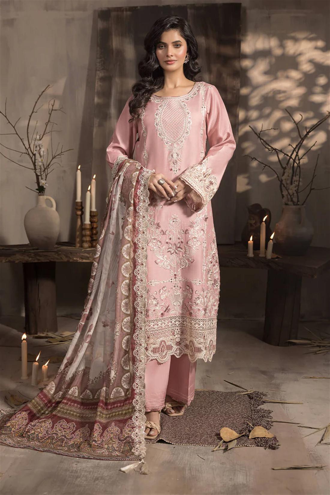 3PC Embroidered Viscose Stitched Suit