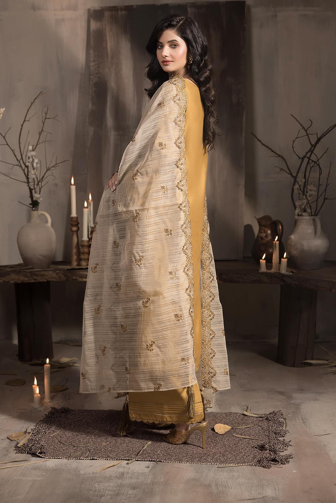 3PC Embroidered Viscose Stitched Suit