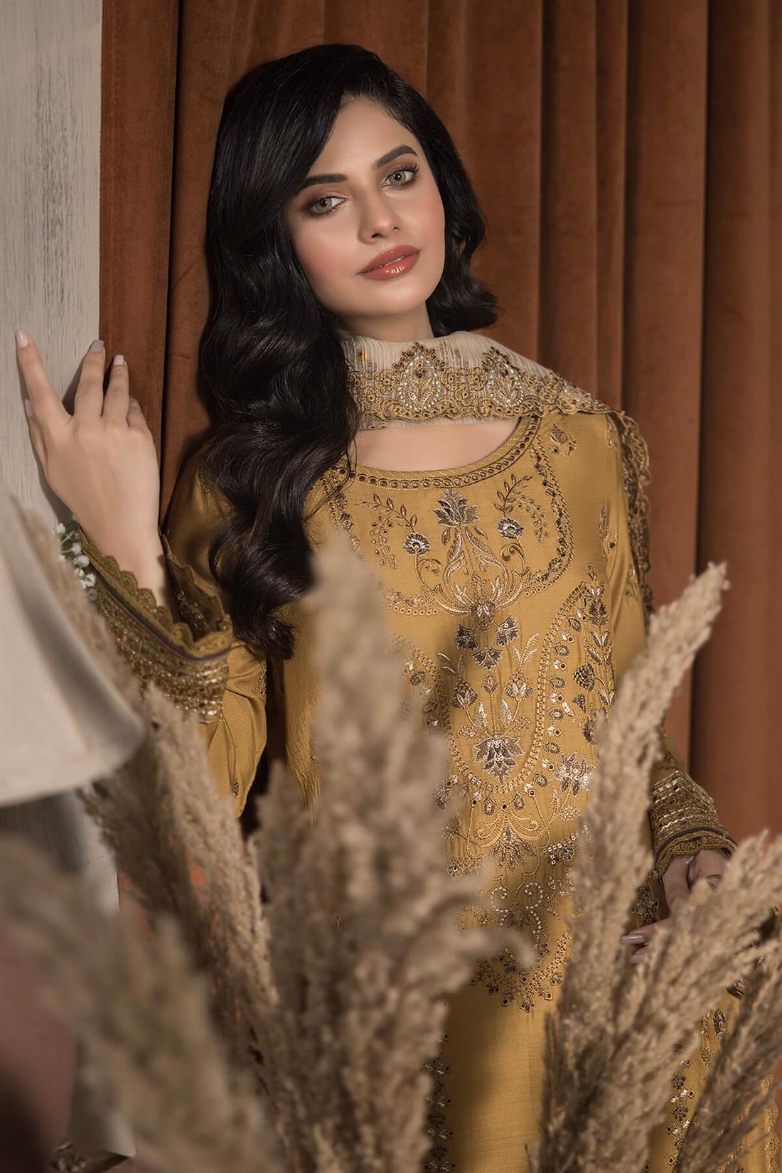 3PC Embroidered Viscose Stitched Suit