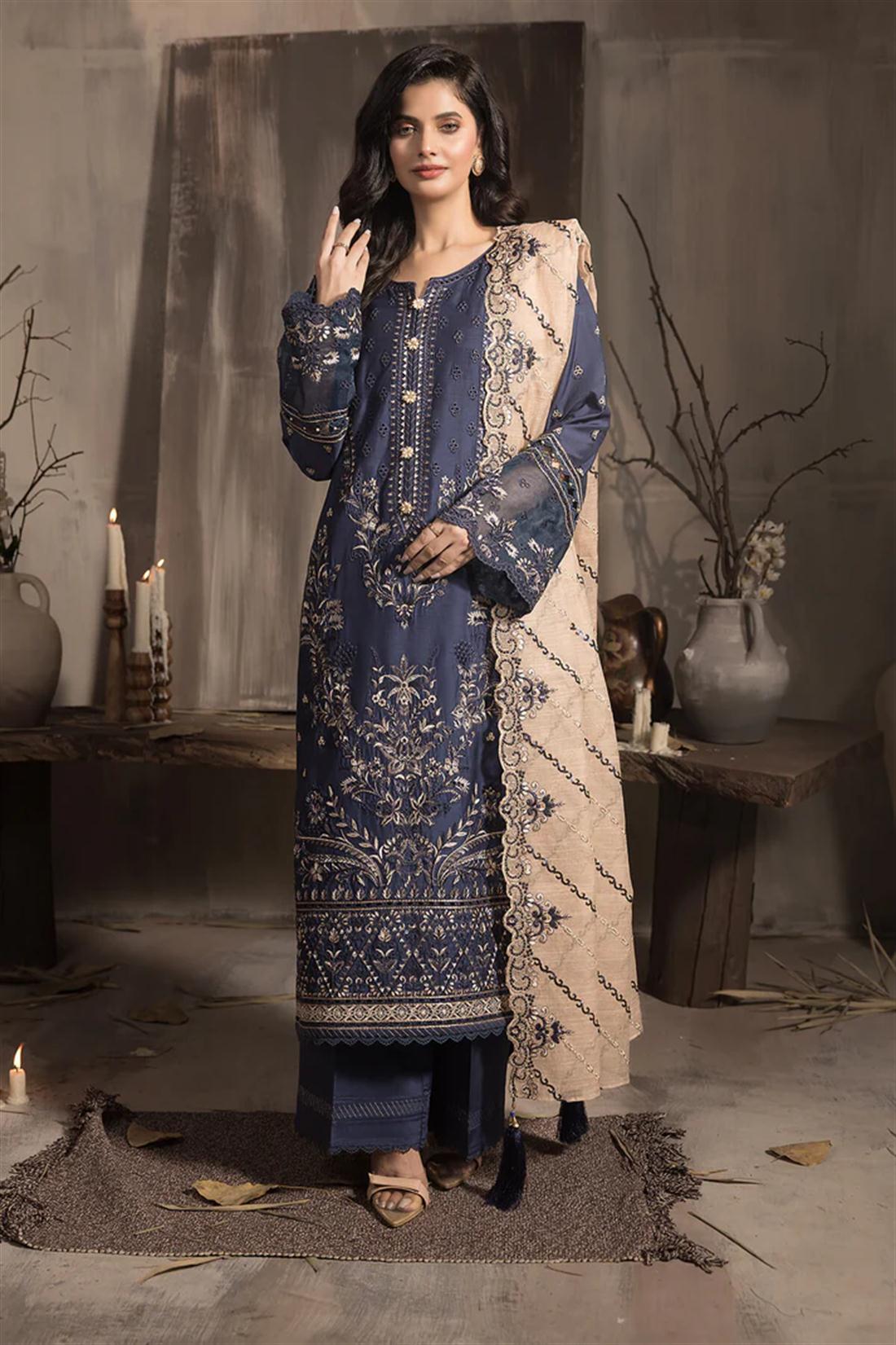 3PC Embroidered Viscose Stitched Suit