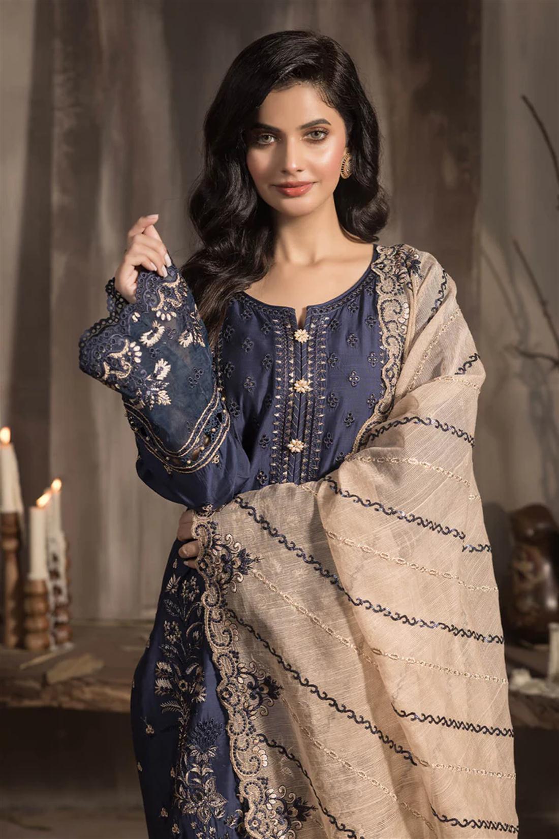 3PC Embroidered Viscose Stitched Suit