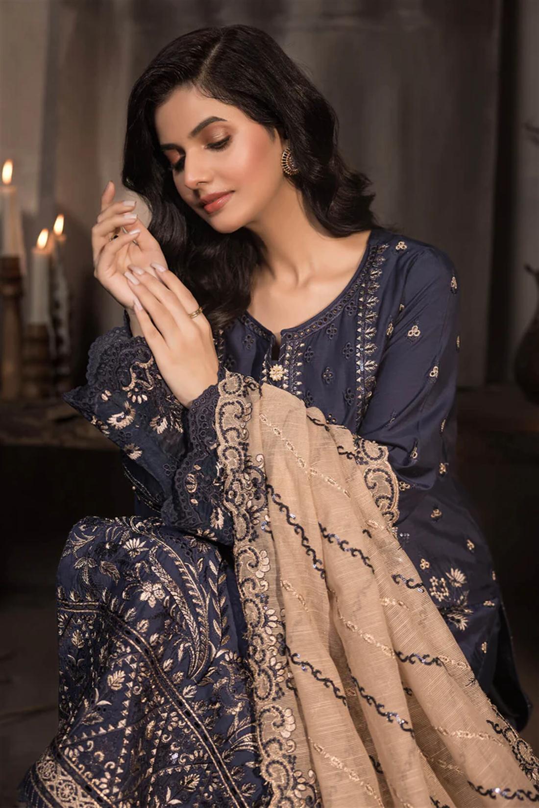 3PC Embroidered Viscose Stitched Suit