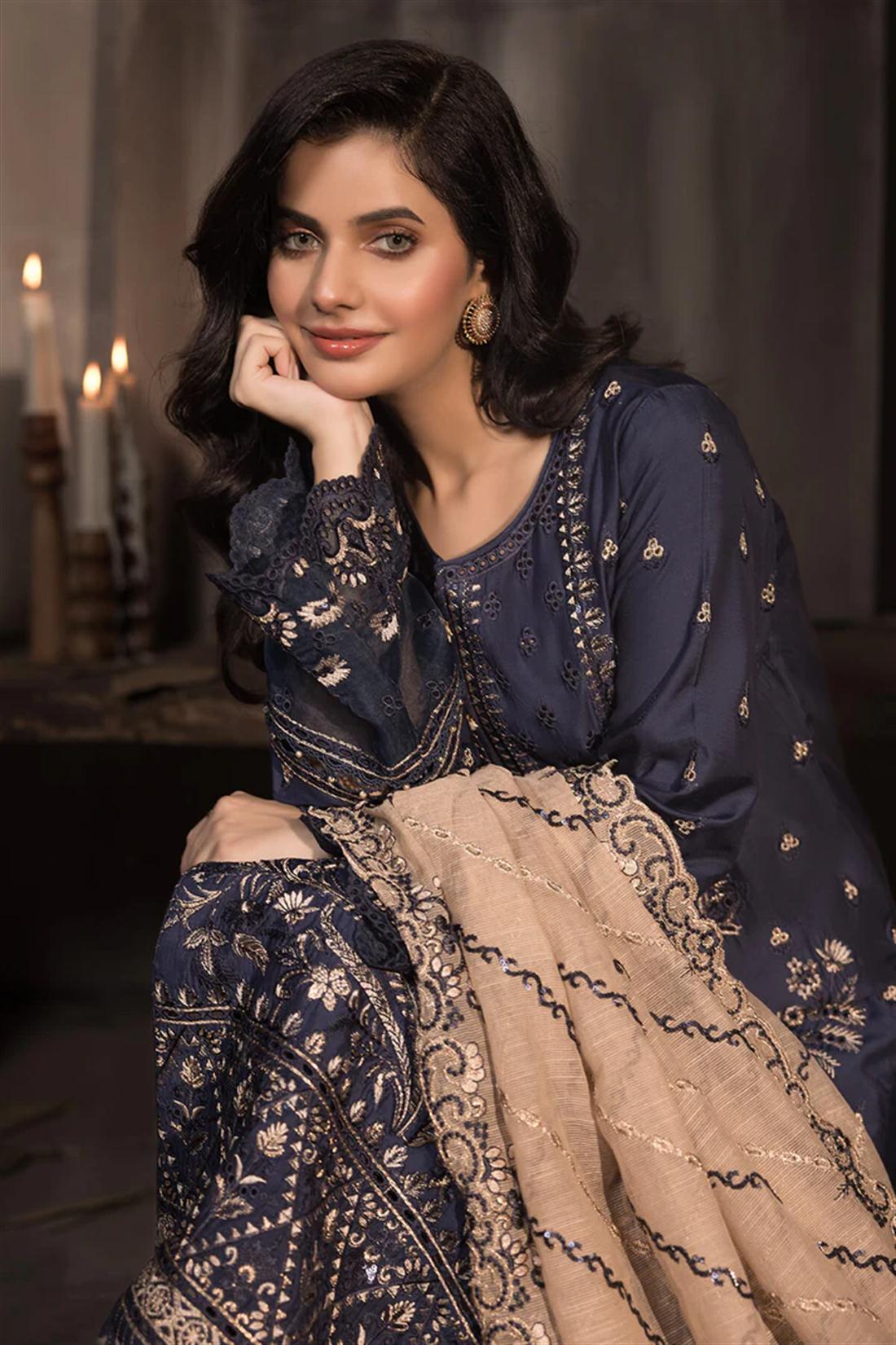 3PC Embroidered Viscose Stitched Suit