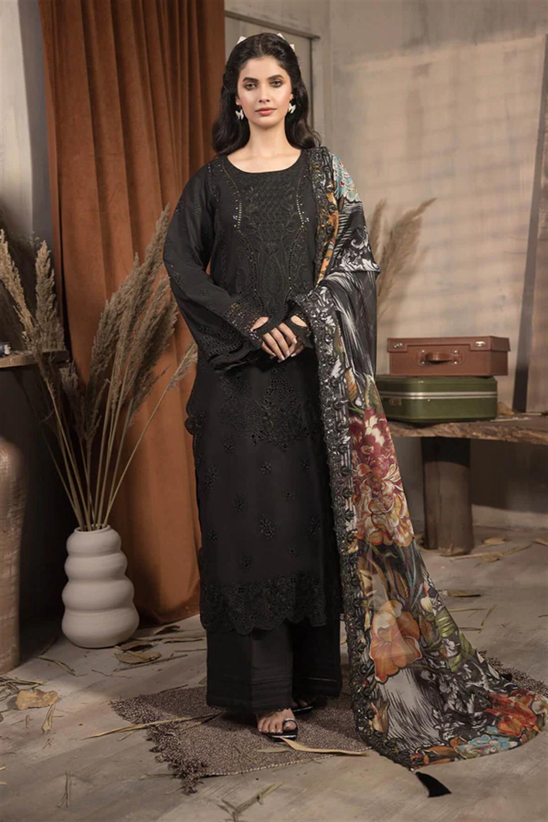 3PC Embroidered Viscose Stitched Suit