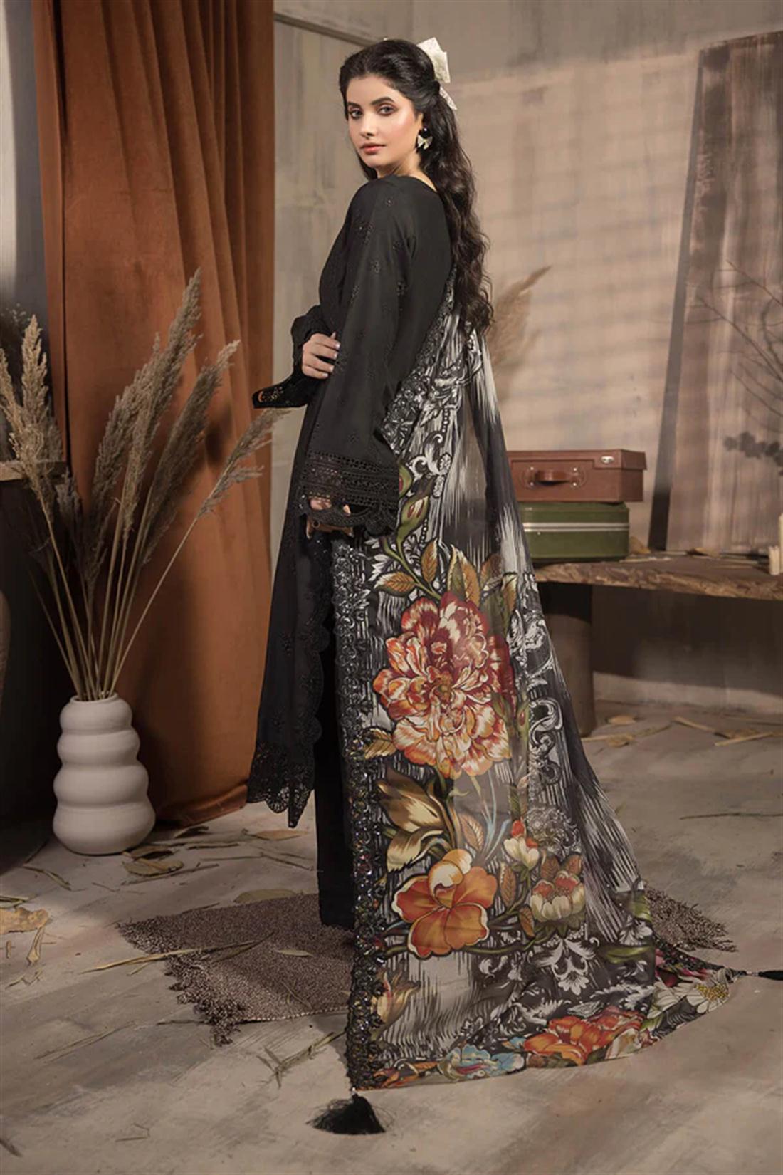 3PC Embroidered Viscose Stitched Suit