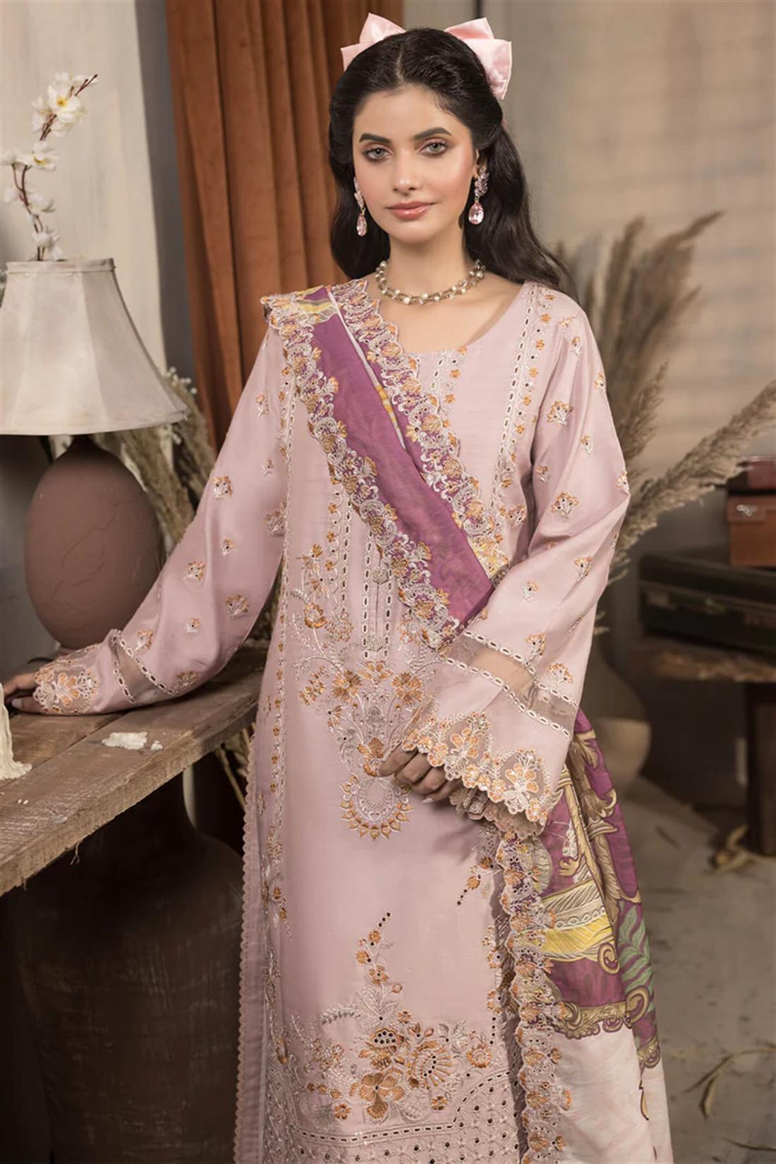 3PC Embroidered Viscose Stitched Suit