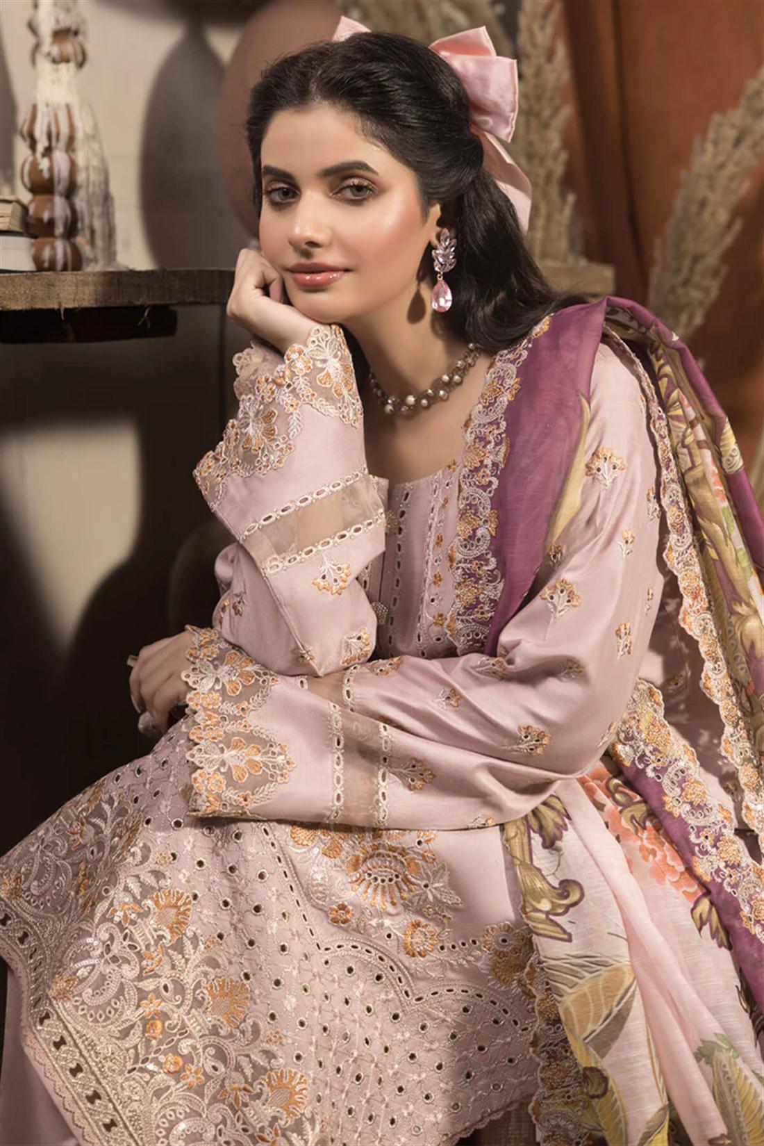 3PC Embroidered Viscose Stitched Suit