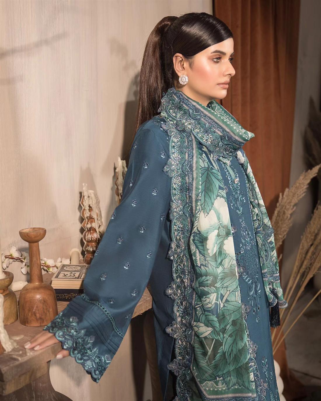 3PC Embroidered Viscose Stitched Suit