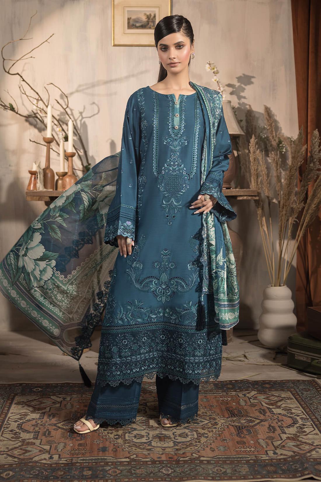 3PC Embroidered Viscose Stitched Suit