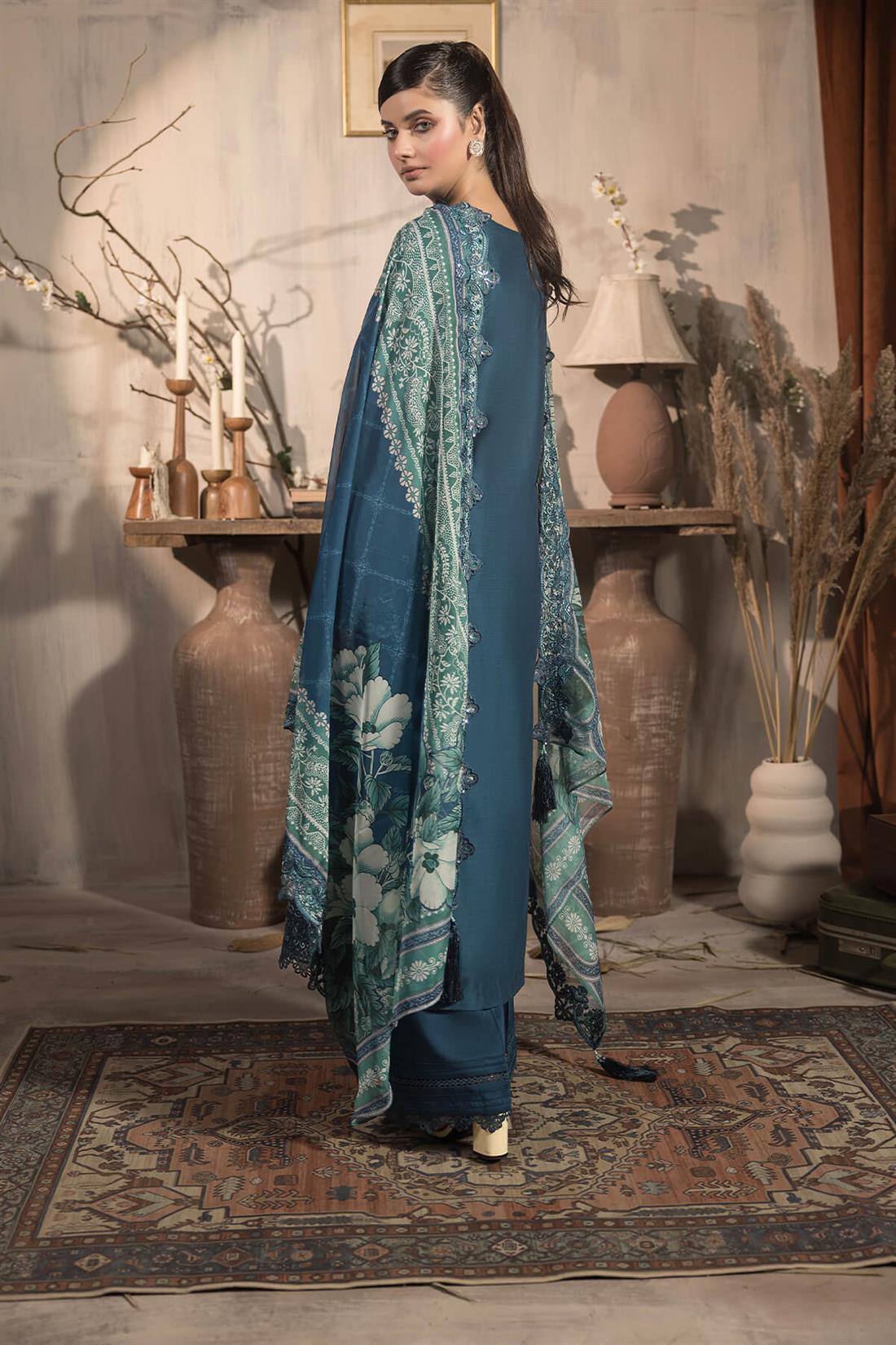 3PC Embroidered Viscose Stitched Suit