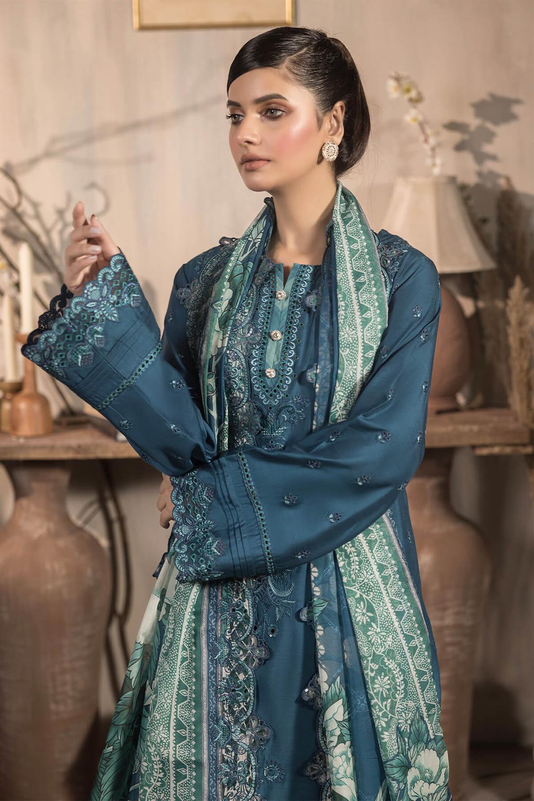 3PC Embroidered Viscose Stitched Suit