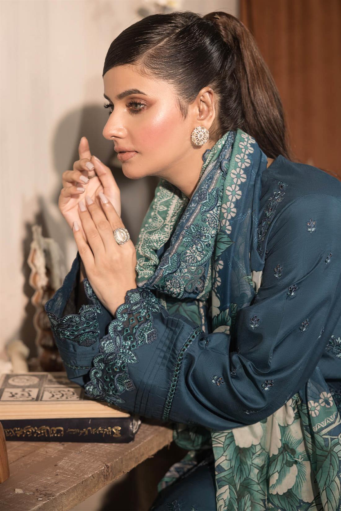 3PC Embroidered Viscose Stitched Suit
