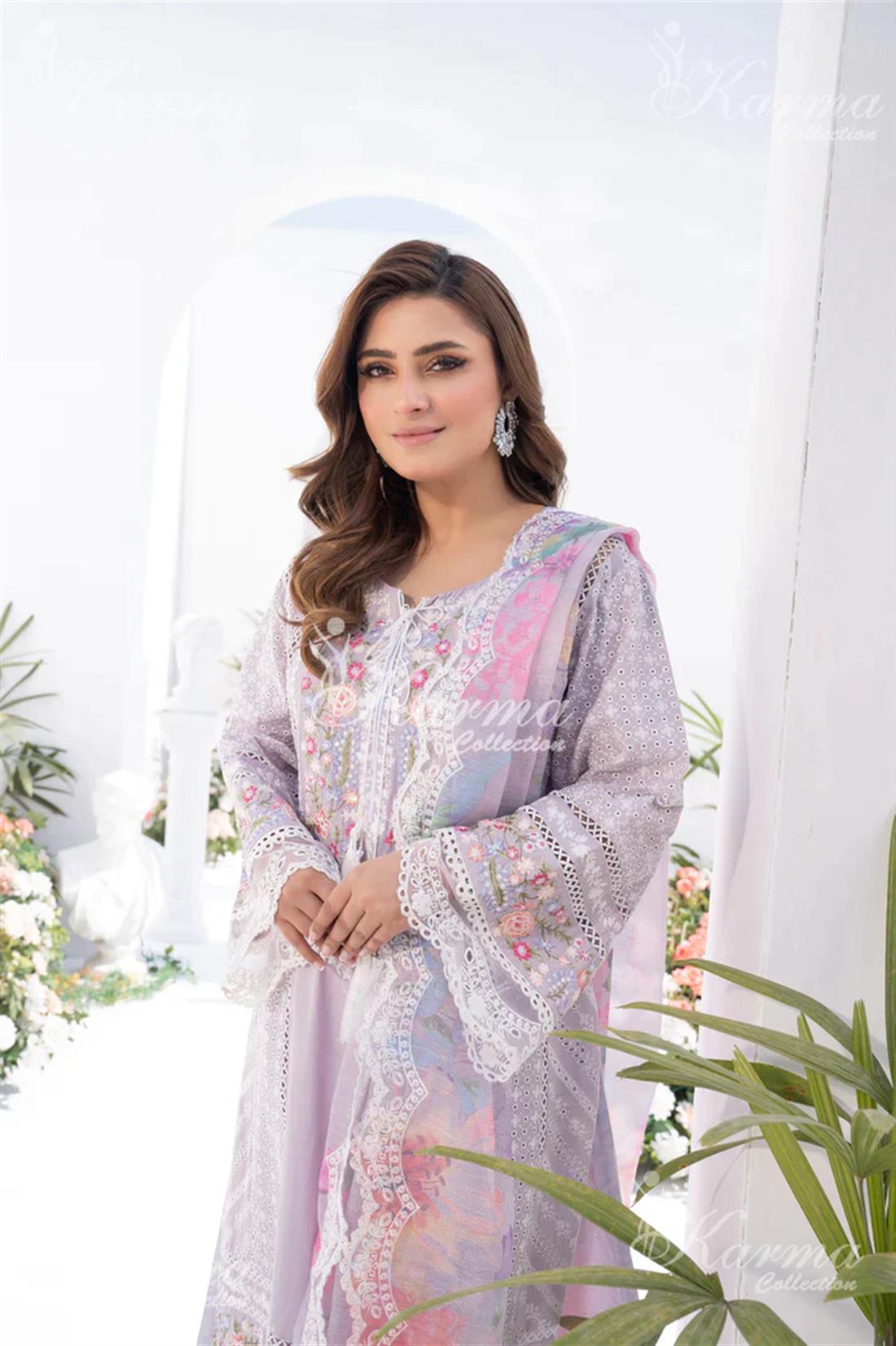 Pakistani Designer Karma 3 piece stitched women suit