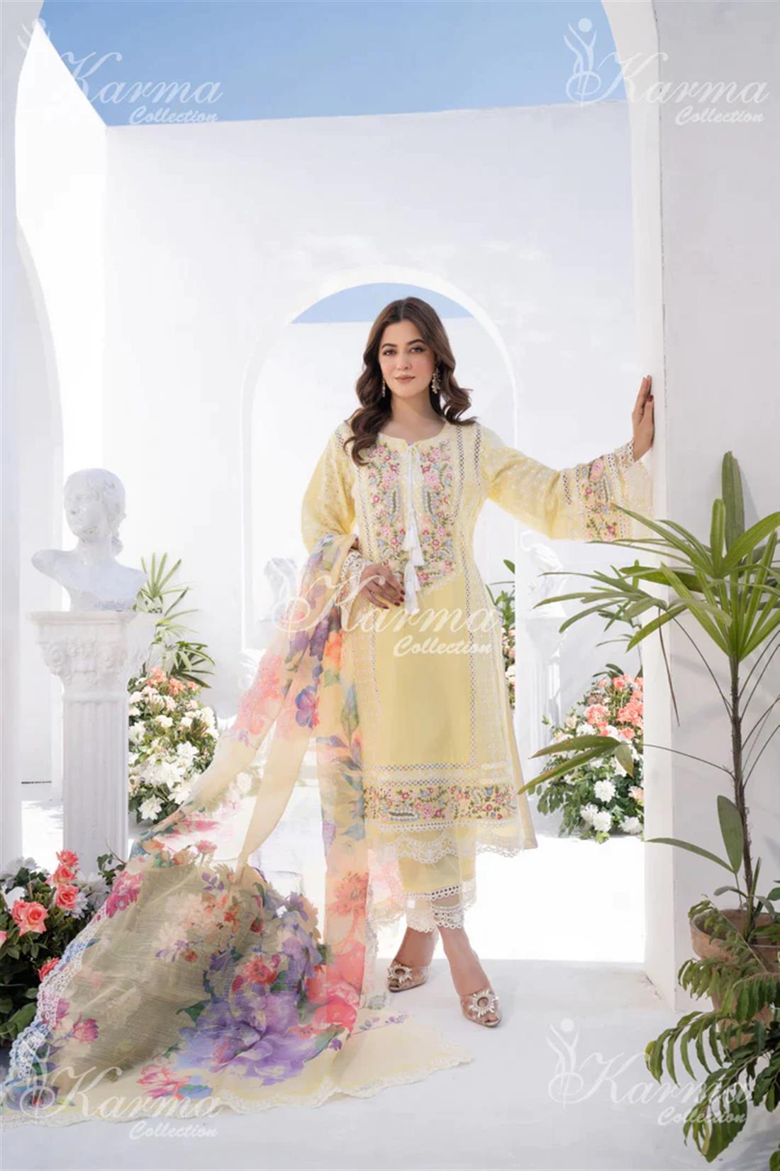 Pakistani Designer Karma 3 piece stitched women suit