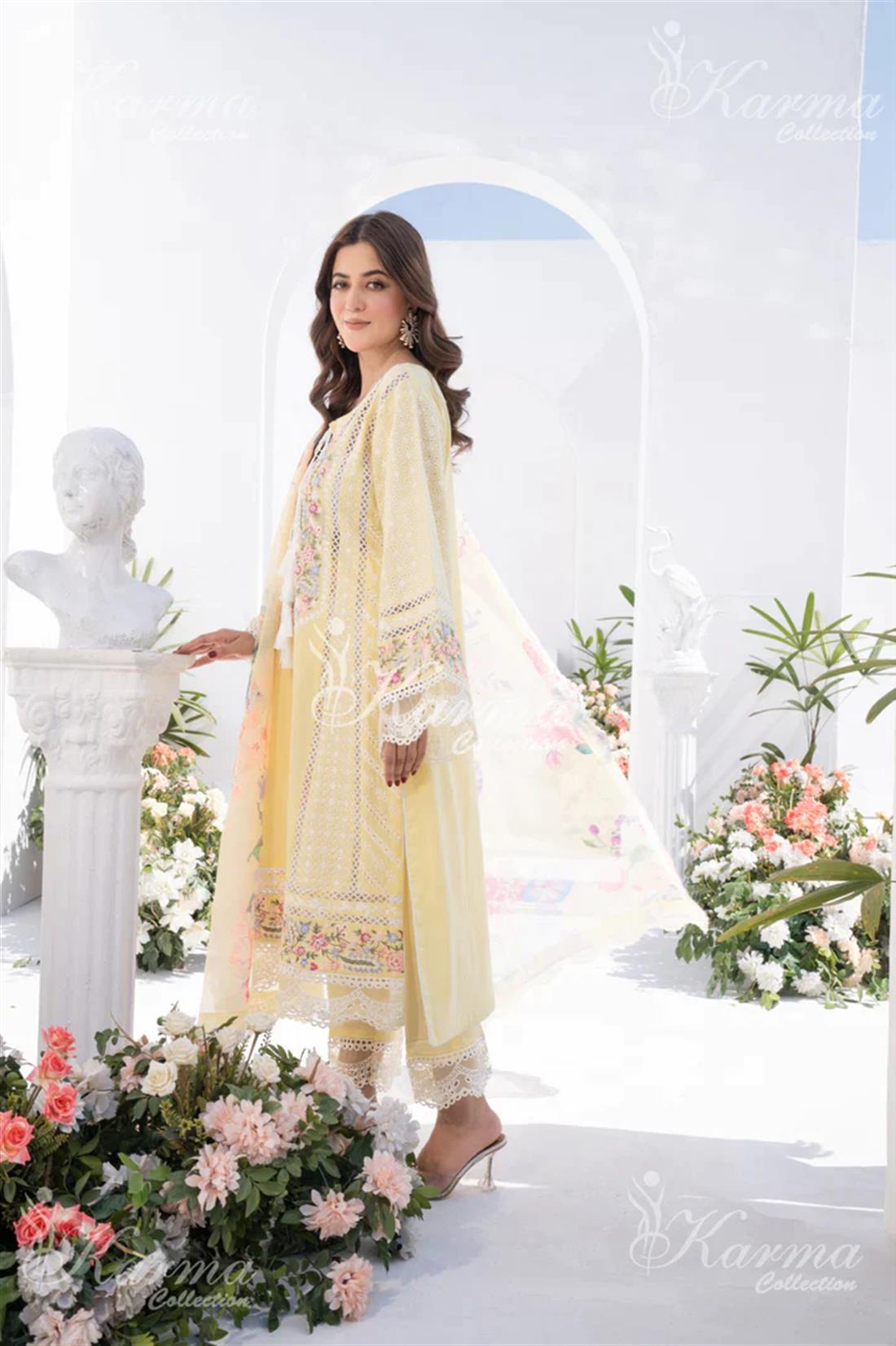 Pakistani Designer Karma 3 piece stitched women suit