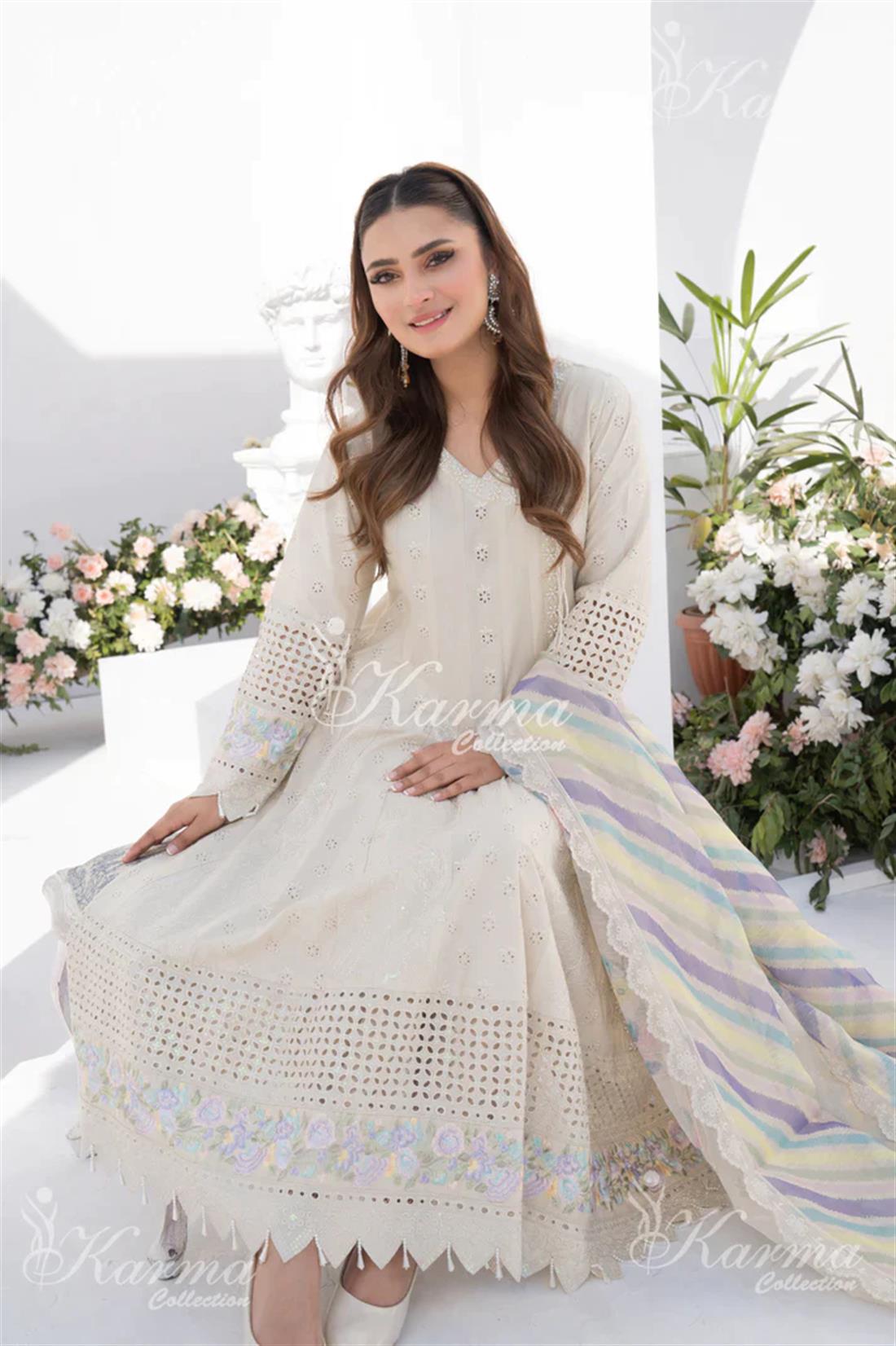 Pakistani Designer Karma 3 piece stitched women suit