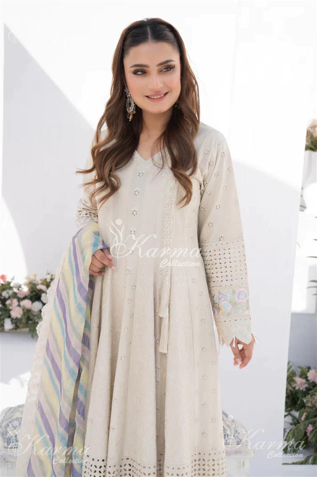 Pakistani Designer Karma 3 piece stitched women suit