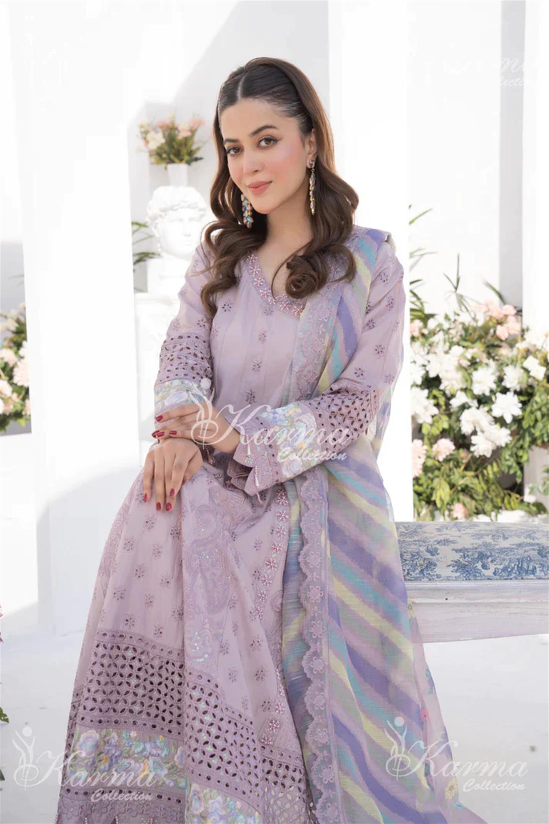 Pakistani Designer Karma 3 piece stitched women suit