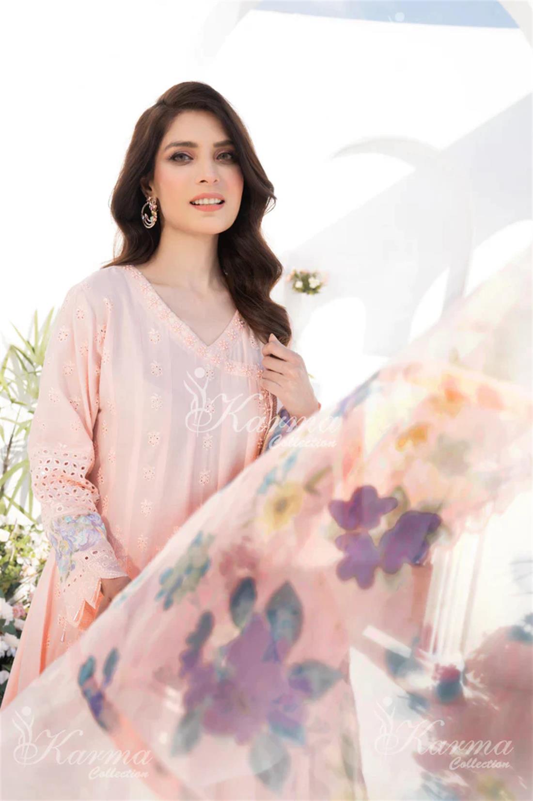 Pakistani Designer Karma 3 piece stitched women suit